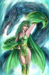  bridal_gauntlets final_fantasy final_fantasy_iv green_hair leviathan_(final_fantasy) long_hair mamoru_(mamoru_jinja) rydia thighhighs 