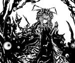  acryl bad_id bad_pixiv_id eyes greyscale hat hat_ribbon highres monochrome ribbon solo touhou yakumo_yukari 