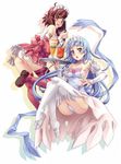  2girls blue_hair brown_hair embarrassed kannagi maid pantsu shy very_long_hair 