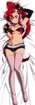  absurdres armpits belt bikini_top breasts curvy dakimakura elbow_gloves fingerless_gloves full_body gloves hair_ornament highres large_breasts legs long_hair pillow ponytail red_hair short_shorts shorts smile solo takamura_kazuhiro tengen_toppa_gurren_lagann thighhighs thighs underboob yellow_eyes yoko_littner 