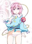  blush eyeball hairband hand_on_own_chest heart komeiji_satori lowleg lowleg_panties no_pants open_mouth panties pink_eyes pink_hair pink_panties purple_eyes rioshi shirt short_hair solo third_eye touhou underwear 