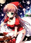  christmas cleavage hat long_hair mikeou overfiltered pantsu santa_costume scanning_resolution tagme thighhighs 