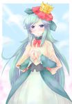  absurdres alternate_color blue_hair crown flower highres lilligant nintendo personification pokemon red_eyes shiny_pokemon 