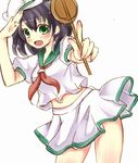  asagiri_(tokinedu) bad_id bad_pixiv_id black_hair green_eyes hat hishaku midriff murasa_minamitsu navel sailor sailor_collar sailor_hat skirt solo touhou 