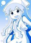  blue dress hat ikamusume long_hair monochrome shinryaku!_ikamusume solo tentacle_hair yuuki_sonisuke 