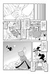  animal_ears broom broom_riding cat_ears cat_tail chen comic greyscale hat kirisame_marisa monochrome multiple_girls multiple_tails nagano_(5ronta) older tail touhou translation_request 