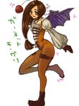  brown_eyes brown_hair catsuit cosplay female final_fantasy final_fantasy_ix garnet_til_alexandros_xvii gloves jewelry long_hair moogle moogle_(cosplay) mucc_amaama pendant simple_background solo white_background wings 