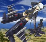  animal_ears black_hair blue_eyes camouflage f-16_fighting_falcon fingerless_gloves gloves gun hat jacket long_hair missile multiple_girls neuroi no_pants original panties rifle salute strike_witches_1991 striker_unit tail tom-neko_(zamudo_akiyuki) underwear weapon white_hair world_witches_series 