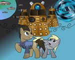  cutie_mark dalek derp derpy_hooves_(mlp) doctor_whoof_(mlp) doctor_whooves_(mlp) equine female feral friendship_is_magic hair horse mammal my_little_pony necktie pegasus pony space suit tardis unknown_artist wings 