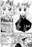  &gt;_&lt; :d age_regression artist_request baby cirno closed_eyes comic fang greyscale hard_translated highres monochrome multiple_girls mystia_lorelei open_mouth ribbon rumia smile team_9 tears touhou translated wriggle_nightbug xd younger 