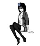  bellbachohu_0930 black_hair konan labret_piercing monochrome naruto naruto_shippuuden open_clothes open_shirt pixiv_thumbnail resized shirt simple_background solo thighhighs 