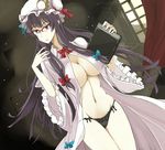  bad_id bad_pixiv_id bespectacled black_panties book breasts cleavage crescent dutch_angle glasses hat large_breasts long_hair navel older open_clothes open_shirt panties patchouli_knowledge purple_eyes purple_hair shirt solo takaharu touhou underwear very_long_hair 