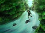  bad_id bad_pixiv_id blonde_hair blue_eyes chikuwa_(rinka) forest gloves hat link male_focus nature river solo the_legend_of_zelda the_legend_of_zelda:_twilight_princess 