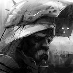  armor blood close-up craig_mullins facial_hair greyscale helmet king_arthur knight male_focus manly monochrome mustache old old_man original solo 