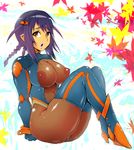  black_hair bodysuit breasts brown_eyes character_request covered_nipples large_breasts plump see-through shiny solo thighhighs yunioshi 