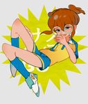  bad_id bad_pixiv_id blue_eyes brown_hair glasses hayami_tsurumasa inazuma_eleven_(series) inazuma_eleven_go kneehighs male_focus open_mouth ototoi shoes sneakers soccer_uniform solo sportswear 