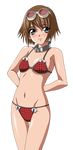  bikini breasts brown_hair collar goggles goggles_on_head green_eyes highres navel plaid rita_mordio short_hair small_breasts solo swimsuit tales_of_(series) tales_of_vesperia transparent_background 