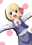  blonde_hair blush candy food hair_ribbon lollipop necktie open_mouth outstretched_arms red_eyes ribbon rumia short_hair smile solo touhou you_shugyouchuu 