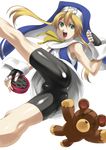  arc_system_works bike_shorts blonde_hair bridget bridget_(guilty_gear) bulge fingerless_gloves gloves green_eyes guilty_gear ippo nun roger stuffed_animal stuffed_toy teddy_bear trap yo-yo yoyo 