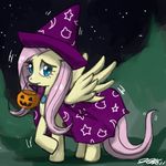  cape costume equine female fluttershy_(mlp) friendship_is_magic halloween hat john_joseco my_little_pony pegasus trick_or_treat 