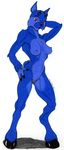  blue blue_fur breasts female fur furlow hooves horn horns invalid_tag ixi neopets nipples nude pose red_eyes solo 