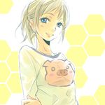  blonde_hair blue_eyes end_of_eternity pig reanbell shirt smile t-shirt 