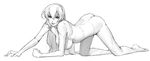  all_fours ass breasts eu03 greyscale hairband hanging_breasts long_hair medium_breasts megurine_luka monochrome nude sketch solo vocaloid 