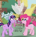  blue_eyes condom cutie_mark dialog english_text equine female feral friendship_is_magic fur hair horn horse humor mad_max madmax mammal my_little_pony outside pink_fur pink_hair pinkie_pie_(mlp) pony purple_eyes text twilight_sparkle_(mlp) two_tone_hair unicorn 