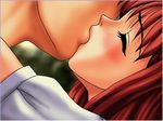  casual_romance_club eyes_closed houkago_ren-ai_club kiss red_eyes red_hair 