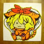  :3 animal_costume animal_print blonde_hair chibi costume derivative_work highres lego o_o photo pixel_art solo tiger_costume tiger_print toramaru_shou touhou you_rei_(blowback) 