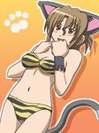  animal_ears animal_print awa bikini cat_ears folded_ponytail hayate_no_gotoku! lowres maria_(hayate_no_gotoku!) oekaki solo swimsuit tiger_print 