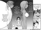  2girls black_hair breasts comic comparison duplicate flat_chest geometry greyscale hard_translated medium_breasts monochrome multiple_girls nude petite rate science translated twintails 