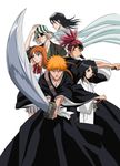  abarai_renji bleach inoue_orihime kuchiki_byakuya kuchiki_rukia kurosaki_ichigo sword urahara_kisuke wafuku 