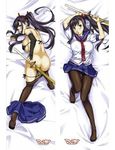  amaya_haruko ass black_hair blush crotch_seam dakimakura feet legs lingerie lying maken-ki! panties panties_under_pantyhose pantyhose school_uniform shinai side-tie_panties sword takeda_hiromitsu underwear weapon 