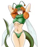  antennae breasts duel_monster green_thong nekogal orange_hair panties thong tongue underboob underwear wings yu-gi-oh! 