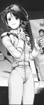  asuna_elmarit comic ecole_du_ciel greyscale gundam highres mikimoto_haruhiko monochrome pilot_suit solo 