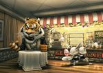  cafe coffee feline ice_cream lagomorph rabbit sweat tiger waiter watch 