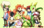  3boys adeku_(pokemon) bad_id bad_pixiv_id bel_(pokemon) black_hair blonde_hair blue_eyes brown_hair cheren_(pokemon) gen_5_pokemon glasses hat larvesta lilligant multiple_boys multiple_girls munna orange_legwear pantyhose pokemon pokemon_(creature) pokemon_(game) pokemon_bw red_hair serperior shooting-star touko_(pokemon) touya_(pokemon) volcarona whimsicott 