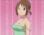  animated_gif bouncy cleavage hinako issho_ni_training jiggle oppai strap_slip tank_top 