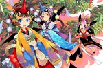  bad_id bad_pixiv_id japanese_clothes kimono mask multiple_girls original serenade_(sinohi) tengu 