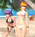  3d ayane dead_or_alive kasumi kasumi_(dead_or_alive) oppai 紫髪 