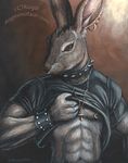  abs ankh clothing collar facial_piercing hare jewelry lagomorph leather male mammal muscles necklace nipples nose_piercing nose_ring piercing playboy rabbit rog_minotaur shirt solo spikes 