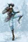  agathe attack black_hair coat dark_hair hat namco sergei_dragunov snow solo tekken 