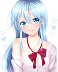  bad_id bad_pixiv_id bare_shoulders blue_eyes blue_hair denpa_onna_to_seishun_otoko heart highres long_hair maya_(many_pictures) off_shoulder open_clothes school_uniform smile solo touwa_erio 