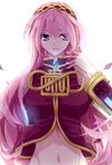  blue_eyes highres long_hair megurine_luka navel open_mouth pink_hair solo tofu_chige vocaloid 