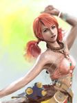  armpits bad_id bad_pixiv_id bare_shoulders derivative_work earrings final_fantasy final_fantasy_xiii green_eyes jewelry occult_soda oerba_dia_vanille pink_hair solo twintails 
