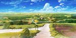  cloud cola_(gotouryouta) day field flower grass highres landscape long_image nature no_humans original road rural scenery sky sunflower tree wide_image 