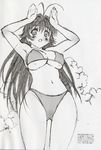  bikini cleavage erect_nipples kanokon minamoto_chizuru mizugi monochrome takami_akio 