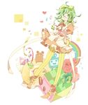  :q bespectacled bow braid bunny doll flower food gift glasses green_eyes green_hair gumi hair_bow hairband heart pantyhose paperclip short_hair skirt solo striped striped_legwear sweets tongue tongue_out vocaloid yoshiki 