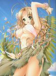  bikini blonde blue_sky flowers green_eyes mizugi summer tagme 